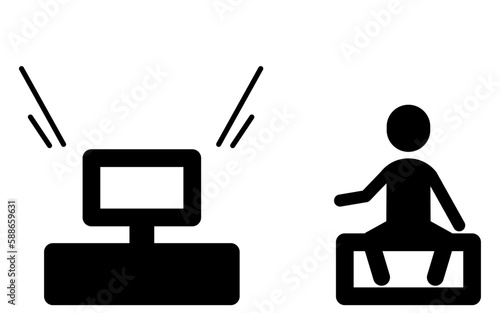 騒音トラブルになる大きな音量でテレビを見る人のイメージアイコン