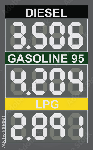 Fuel prices board. vector illustration