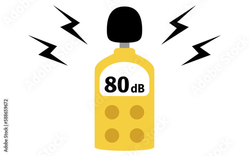騒音レベル(dB)80dBを示した騒音計のイメージアイコン