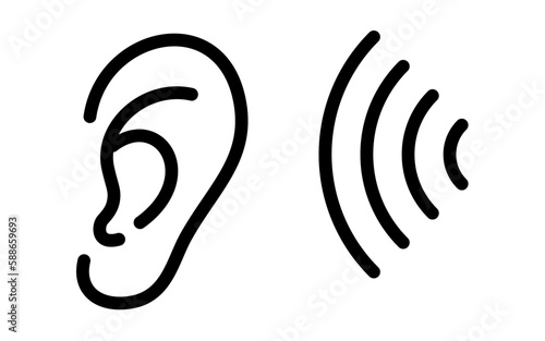 耳に音波が届く（音が聞こえる）イメージアイコン photo