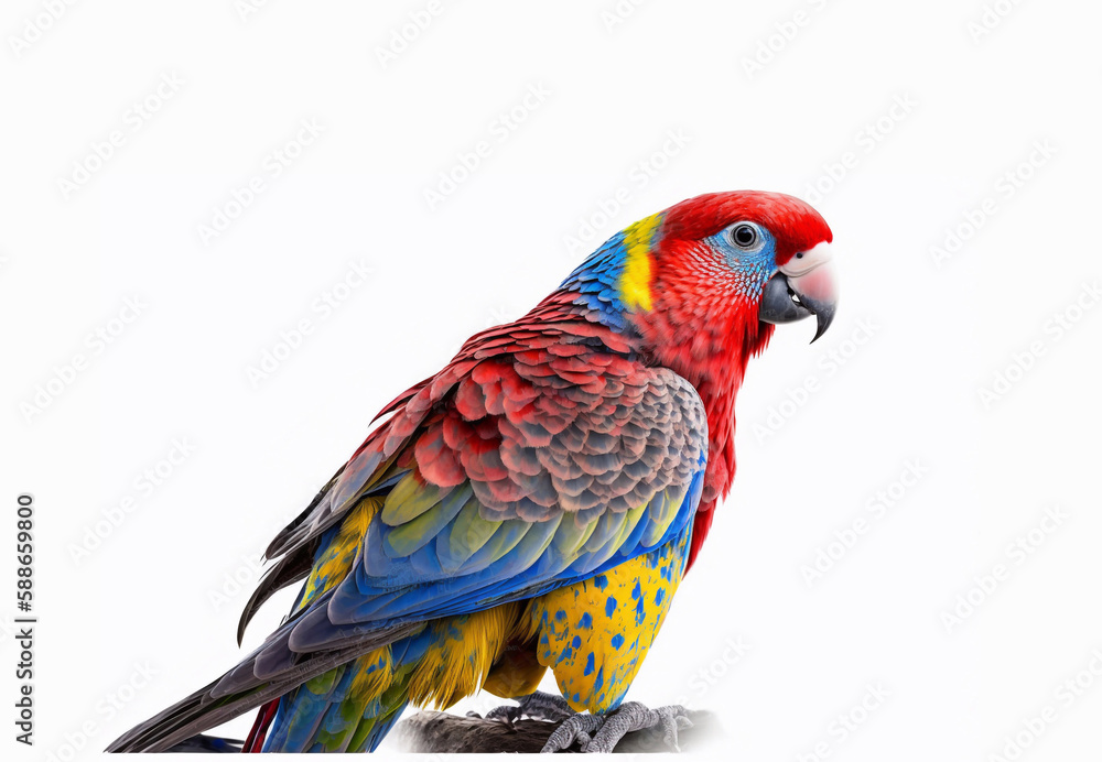 parrot isolated on white background created with Generative AI technology.