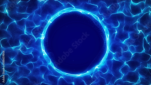 Funnel-shaped tunnel for movement between cyberspaces. Cosmic wormhole. Space travel concept. 3D rendering.