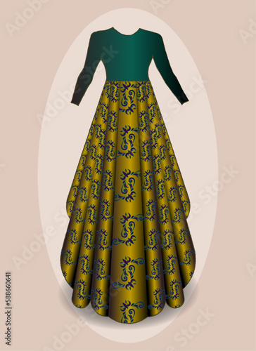 Silhouette ornament Woman in dress for wedding decoration, prom wedding dress maxi, indian style frock dress