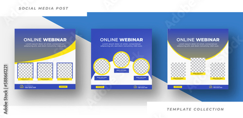 Online business webinar , online marketing agency live webinar and corporate social media post template