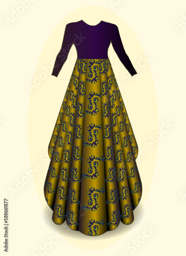 Silhouette ornament Woman in dress for wedding decoration, prom wedding dress maxi, indian style frock dress