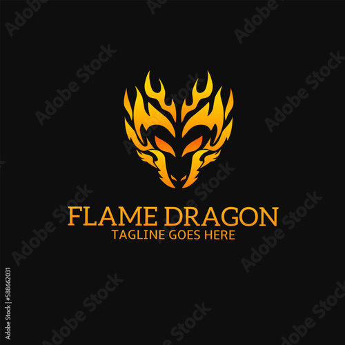 illustration vector graphic of logo template face flame dragon