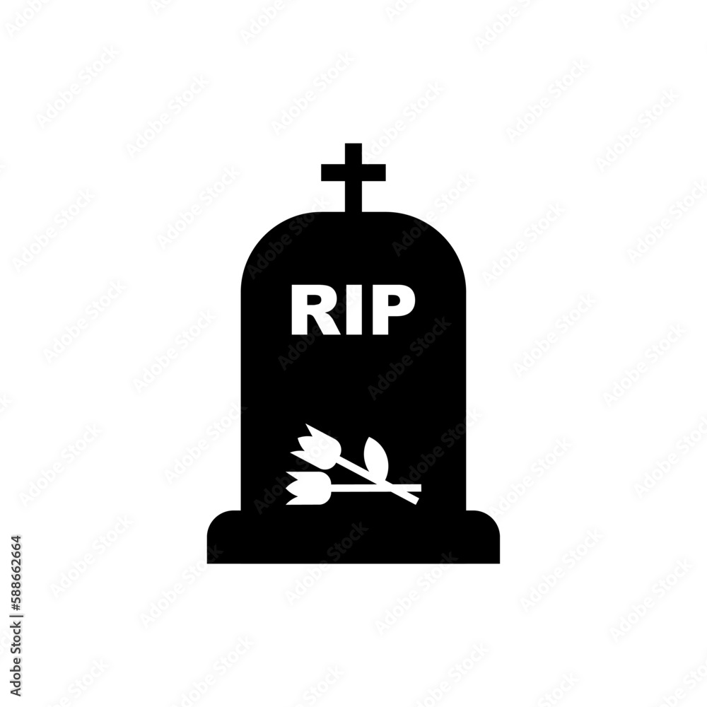 Naklejka premium Grave with flowers sign. Funeral symbol. the concept of sadness and suffering
