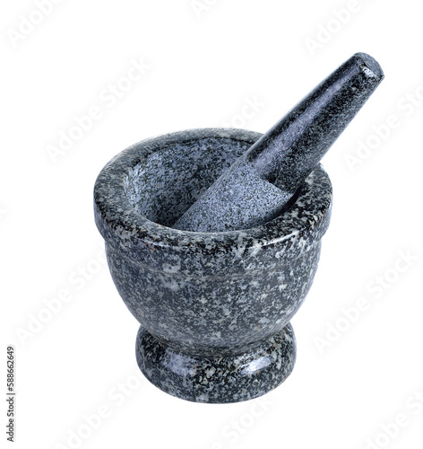 Stone morta and pestle isolated on transparent png