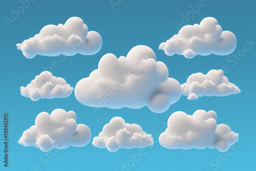 Fluffy and Beautiful Clouds on Blue Background.