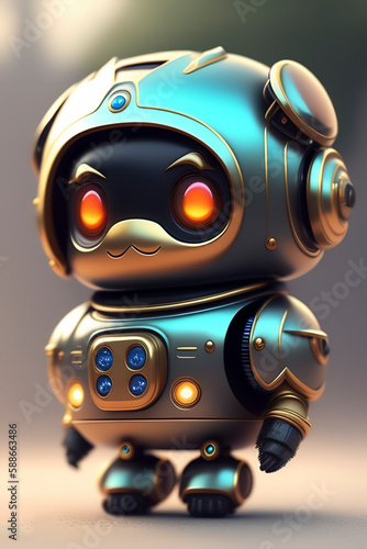 cute little artificial intelligence robot or technology upgrading with ai robot. cute robot character design. Generative AI