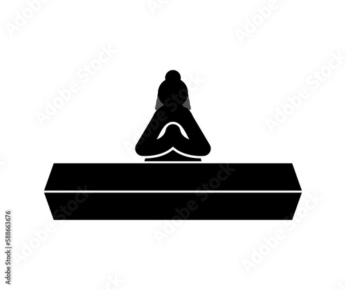 Widow sign icon. Widow at coffin. concept of sorrow and suffering