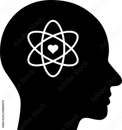 Flat icon of a human head and conceptual core values symbol