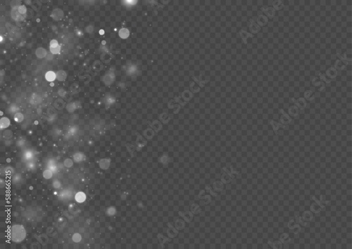 Christmas background of shining dust Christmas glowing light bokeh confetti and spark overlay texture for your design.