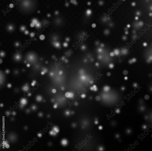  Christmas background of shining dust Christmas glowing light bokeh confetti and spark overlay texture for your design. White png dust light. Bokeh light lights effect background. © Vitalii