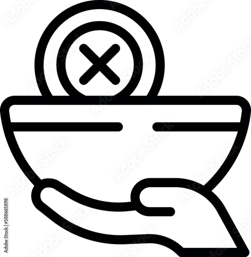 No food bowl icon outline vector. Street charity. Poverty people