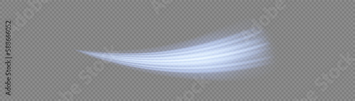 Blue wind waves effect. Abstract light motion trails with sparkles isolated on black background.