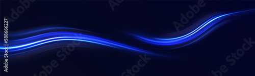 Neon blue fire swirl spiral vector light trail trace