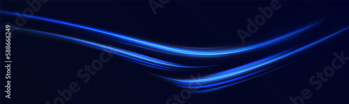 Curve light effect of blue line. Luminous blue circle. Light blue pedistal, podium, platform, table.