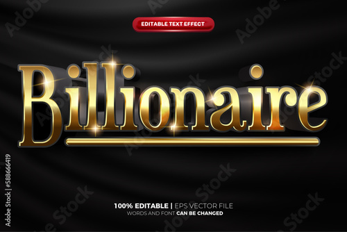 Billionaire luxury black gold 3d editable text effect