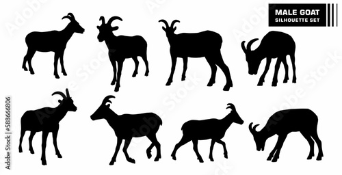 vector set of goat character silhouettes