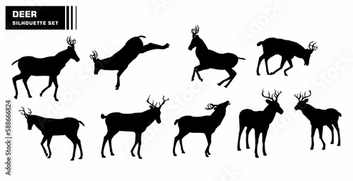 deer character silhouette vector set