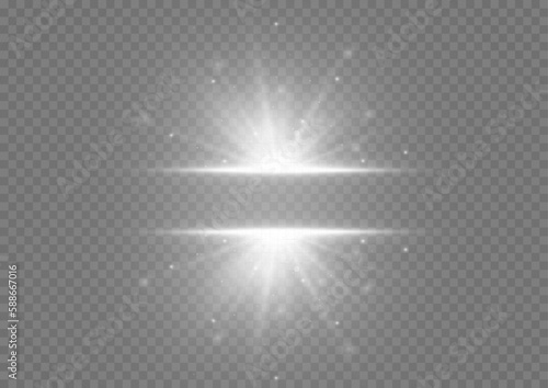 Star burst with sparkles. Vector magic white rays glow light effect isolated on transparent background. Christmas design element. 