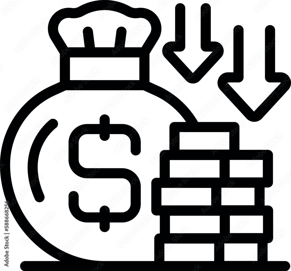 Poverty money bag help icon outline vector. Poor people. Child street Poverty money bag help icon outline vector. Poor people. Child street