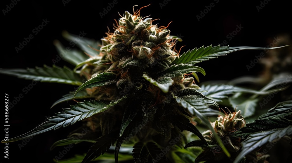 Cannabis flower bud, weed, extreme close-up, generative AI Cannabis flower bud, weed, extreme close-up, generative AI