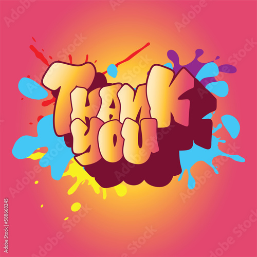 Thank you in colorful Graffiti art style vector