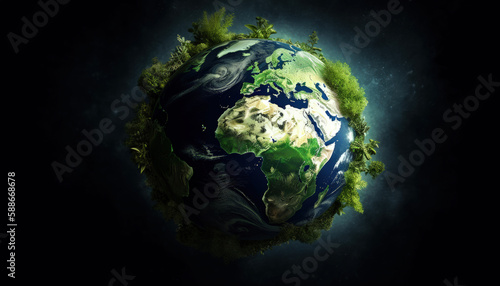 Planet Earth from outer Space  filled with greenery 