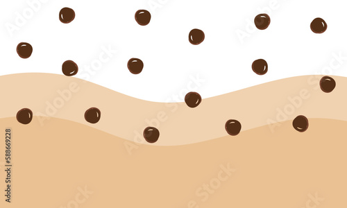 Tapioca pears and bubble milk green tea wave, vector illustration.