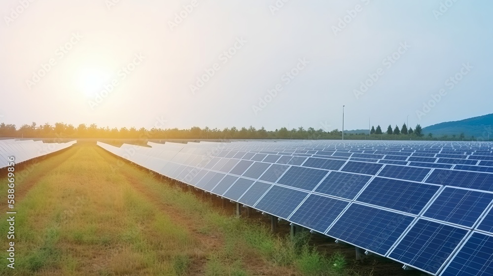 Eco-environmentally friendly green energy of sustainable development of solar power plant Generative AI
