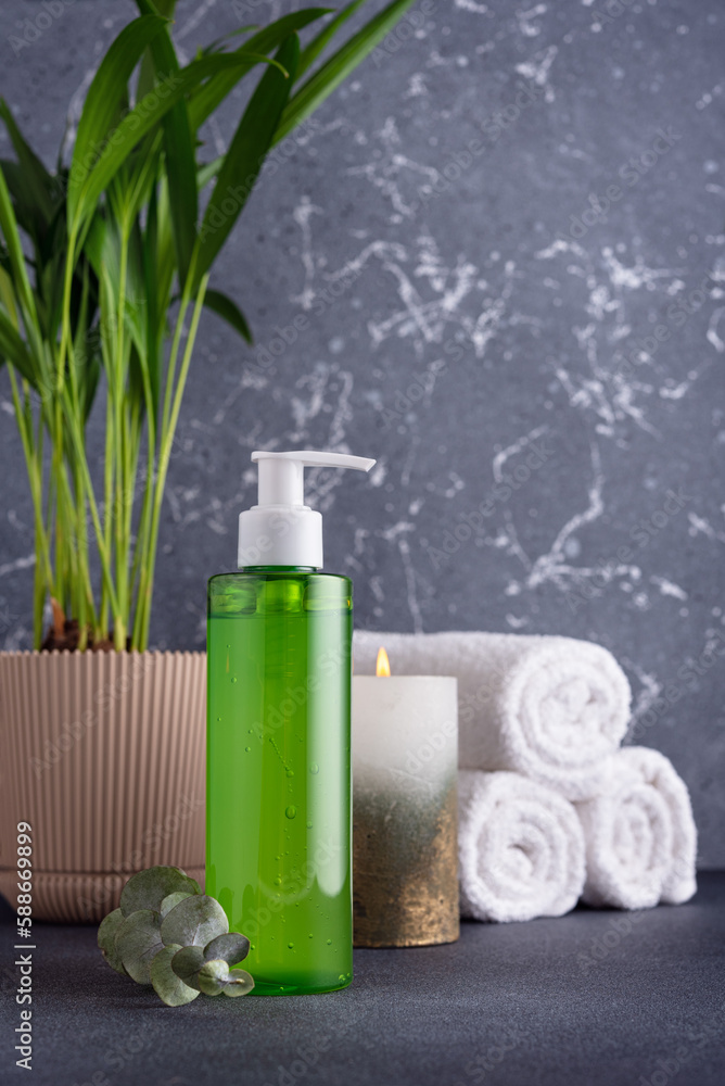 Natural green shampoo or shower gel