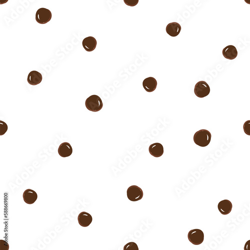 Seamless pattern with tapioca pears on bubble milk texture vector illustration.
