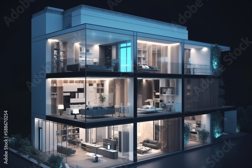 Modern smart home systems of smart building, The smart home is isolated background, Generative AI 