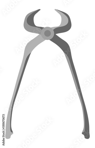Steel nippers tool icon. Cutting pliers, pincers isolated on white background. Vector illustration
