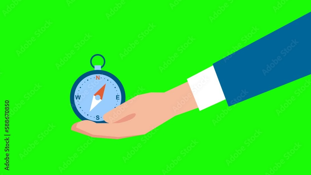 Compas 2d Animation A hand in a blue business suit with a white shirt appears with a ...