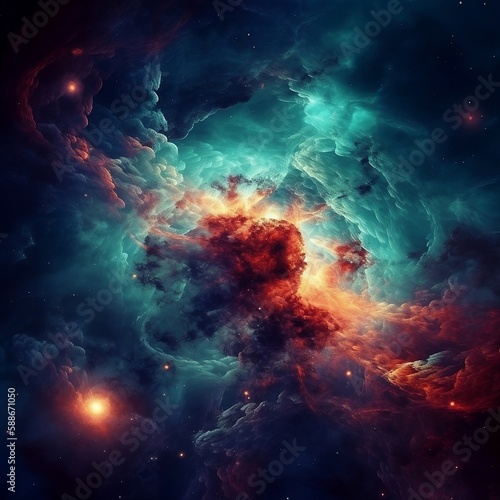 Life of space. Nebula. Colorful. Created With Generative AI technology.