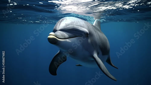 dolphin swimming in the water  AI