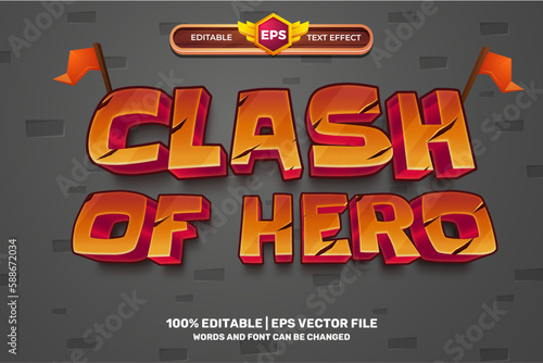 Super clash of hero castle comic cartoon movies Bold 3D Editable text Effect Style