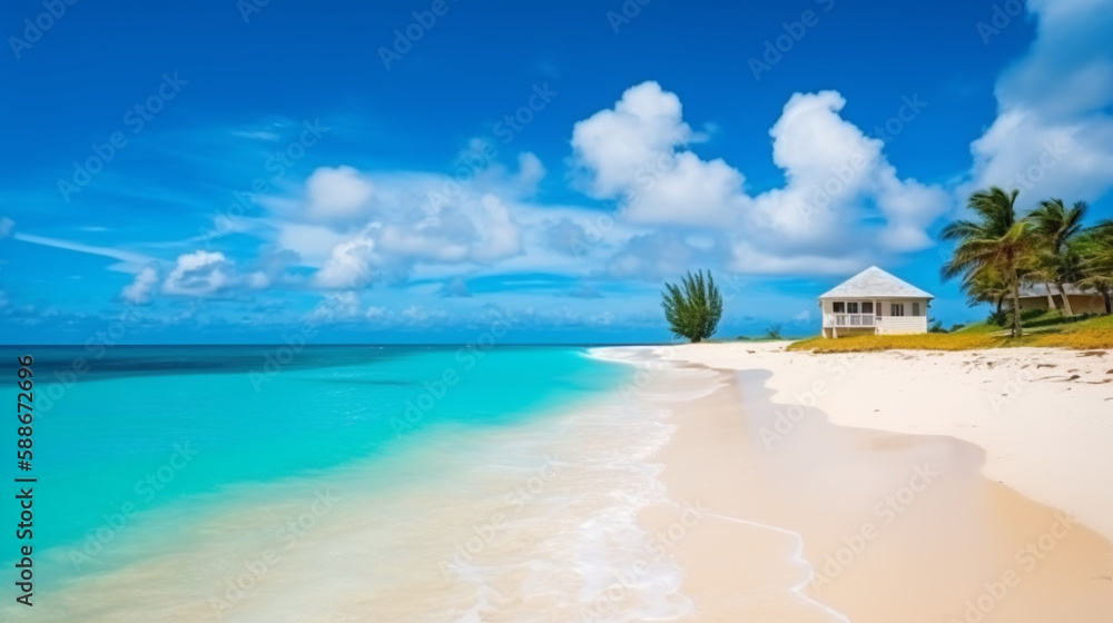 Naklejka premium Spiaggia tropicale. Sfondo. Viaggi. Ai generated.