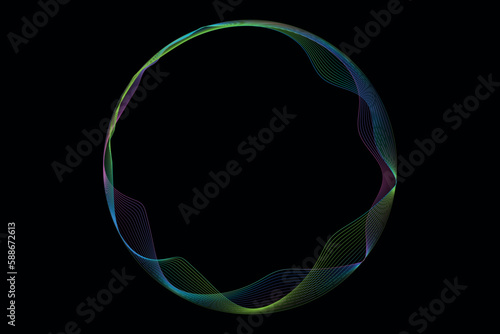 WebaAbstract Sound Wave Round Frame Background. Dynamic Music Wavy Lines Flow. Digital Equalizer. Round Sound Visualization