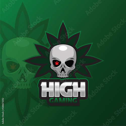 high gaming skull mascot logo