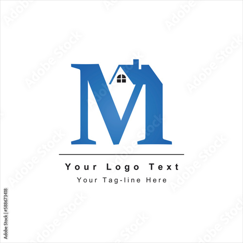 M letter icon logo with real estate design