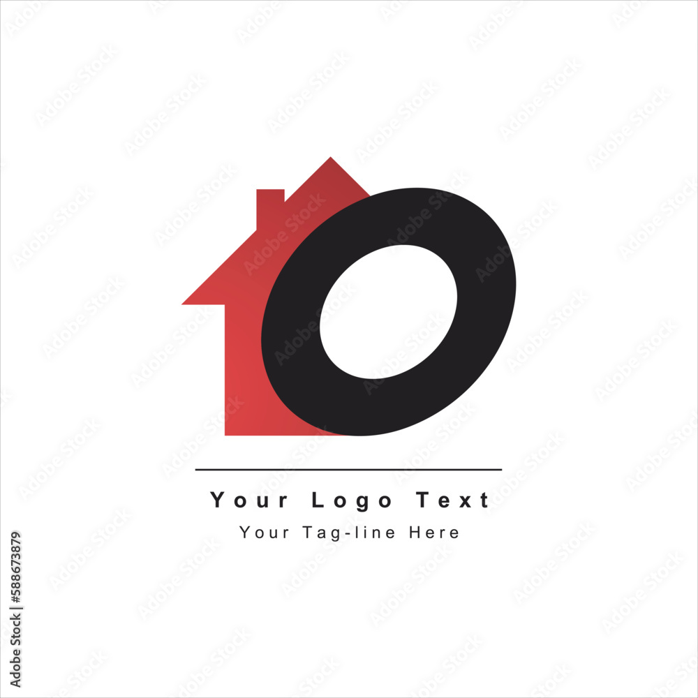 letter O logo with real estate design symbol letter O logo with real estate design symbol