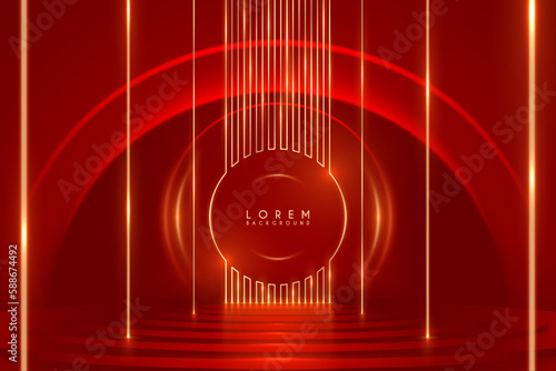 Red and gold stage with light effect