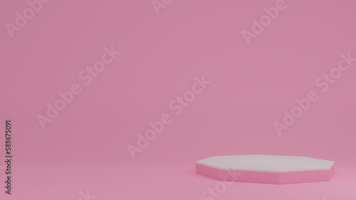 Product Stand in pink room ,Studio Scene For Product ,minimal design,3D rendering © Kraisorn