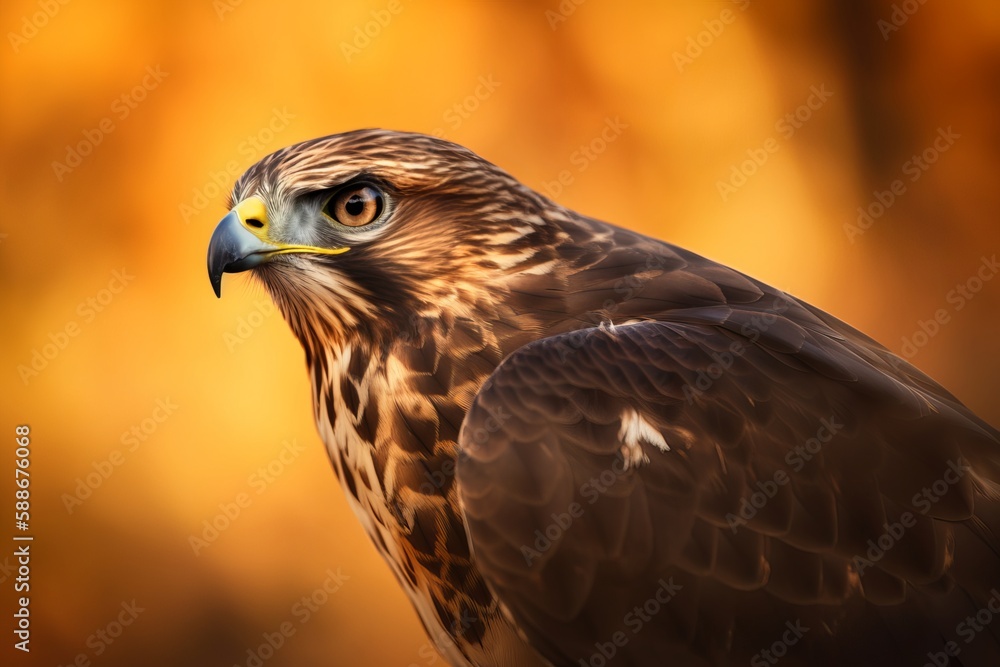 Portrait close up of a beautiful Hawk with bright alert eyes. Portrait close up of a beautiful Hawk with bright alert eyes.