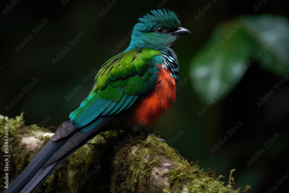 Green nesting bird perched on a branch. Green nesting bird perched on a branch.