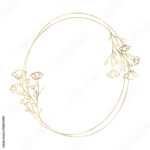 Floral gold frame illustration